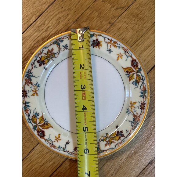 VTG Haviland Limoges Woodbine Bread Plate 6" | Schleiger 101 Autumn Gold Trim - Picture 6 of 6